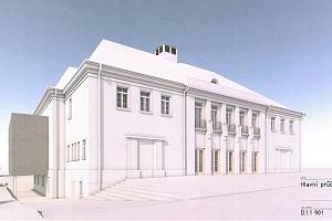 Vizualizace divadla ve Vrchlabí, které má vzniknout rekonstrukcí a přístavbou bývalého kina.