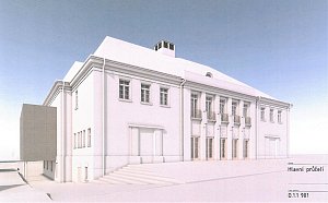 Vizualizace divadla ve Vrchlabí, které má vzniknout rekonstrukcí a přístavbou bývalého kina.