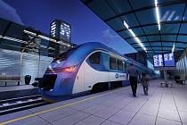 Takové vlaky od polského výrobce Pesa Bydhošť budou jezdit v Královéhradeckém kraji od roku 2024.
