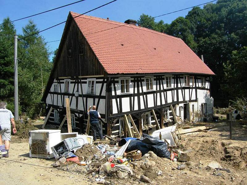 Povodeň ve Višňové na Liberecku