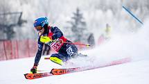 Američanka Mikaela Shiffrinová na trati slalomu Světového poháru v alpském lyžování žen ve Špindlerově Mlýně v sobotu 28. ledna 2023.