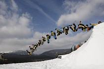 Mistrovství republiky ve snowboard slopestylu v Peci pod Sněžkou.