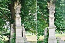 OZDOBNÉ ŠIŠKY zmizely v minulých dnech od sochy sv. Jana Nepomuckého v Mladých Bukách. Pachatel tím  způsobil desetitisícové škody.