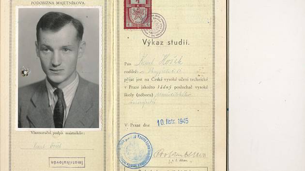 Karel Hošek nemohl v roce 1939 řádně studovat, protože Němci za protektorátu zavřeli české vysoké školy.