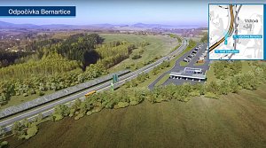 Dálniční odpočívadlo v Bernarticích bude největší, které se staví u českých dálnic. Bude mít benzínku, parkoviště pro kamiony a další vybavení.