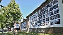 Uznávaný fotograf Bohdan Holomíček vystavil v sobotu fotky na hřbitovní zdi v Mladých Bukách.