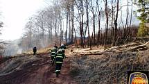 Požár lesního porostu v lokalitě Peklo u Trutnova.