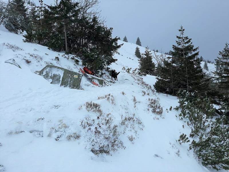 Zásah Horské služby u nedělní spadlé laviny v Krkonoších