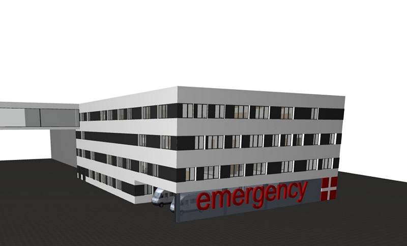 Vizualizace nové budovy urgentního příjmu, která vznikne v Trutnově.