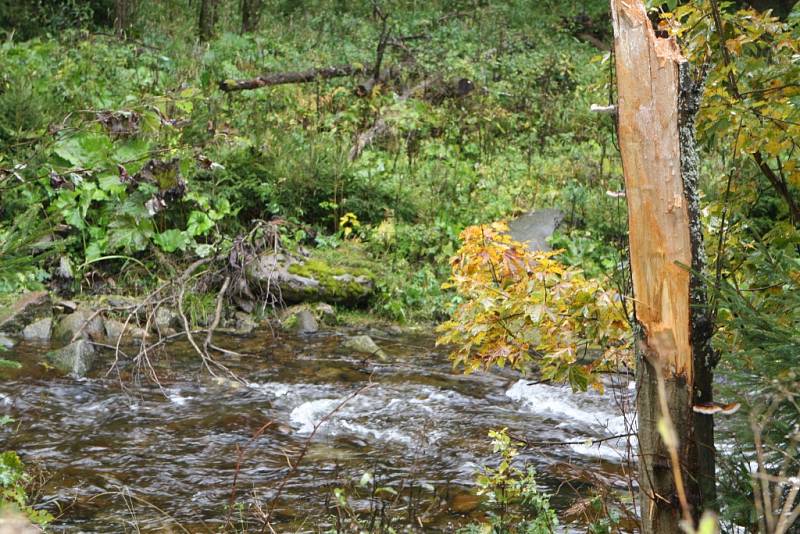 Uzavřená silnice mezi Temným Dolem a Malou Úpou