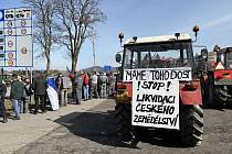 Středeční protesty českých a polských zemědělců na hraničním přechodu Královec/Lubawka