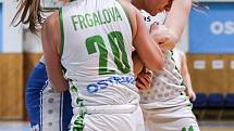 Utkání 10. kola Ženské basketbalové ligy: SBŠ Ostrava - BK Loko Trutnov, 5. prosince 2018 v Ostravě. Na snímku (zleva) Frgalová Kateřina, Potočková Michaela, Pavlicová Anna.