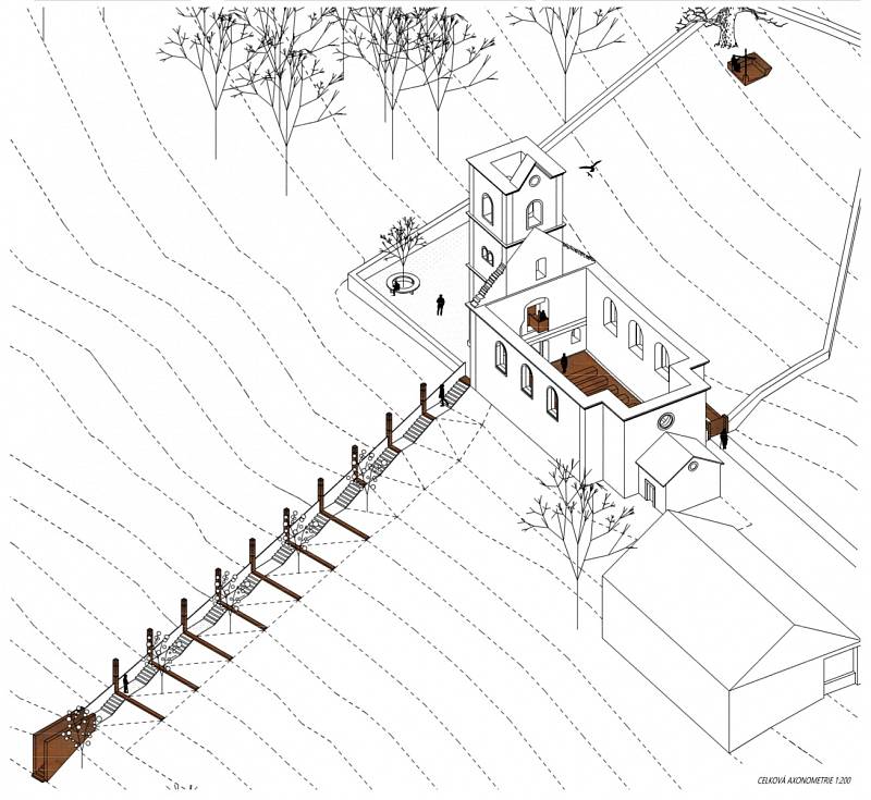 Vítězný návrh studenta 6. ročníku Fakulty umění a architektury Technické univerzity Liberec Daniela Hakulína.