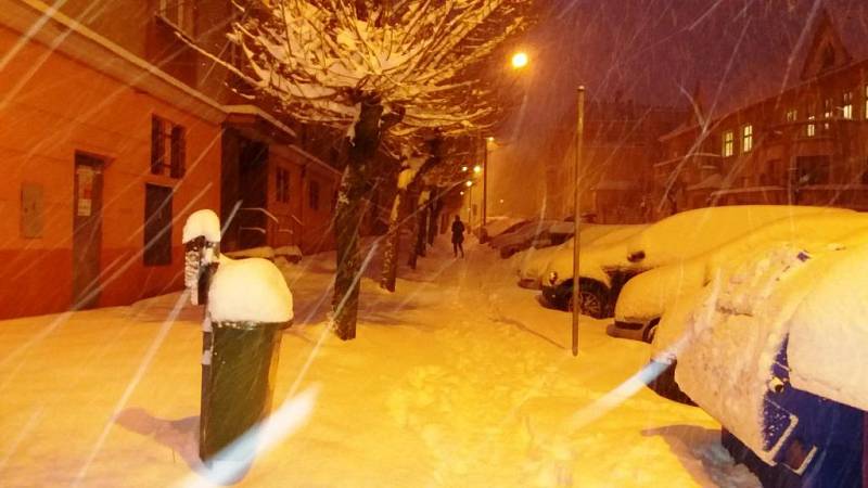 Sníh v centru Trutnova