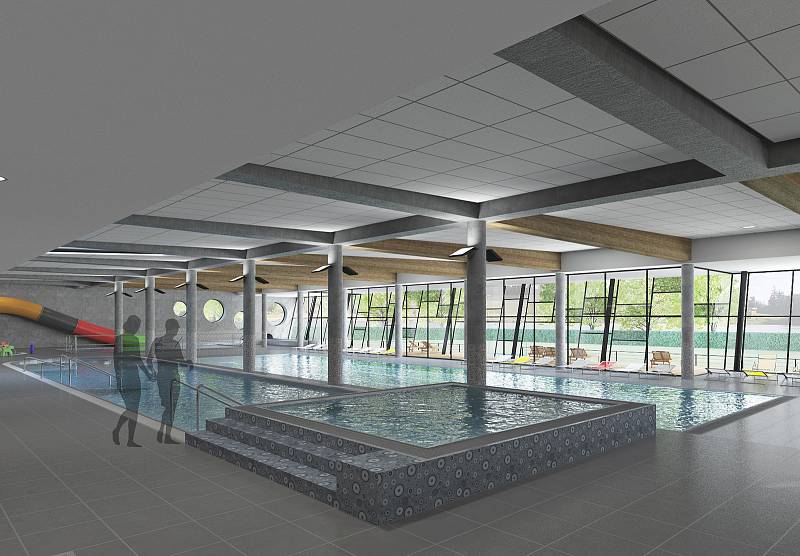 Krytý bazén ve Vrchlabí má mít čtyři plavecké dráhy na 25 metrů, cvičný bazén, relaxační bazén i více než 70 metrů dlouhý tobogán.