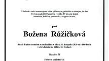 Smuteční parte: Božena Růžičková