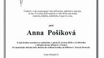 Smuteční parte: Anna Pošíková.