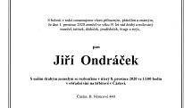 Smuteční parte: Jiří Ondráček.