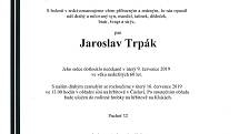 Smuteční parte: Jaroslav Trpák.