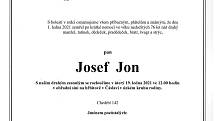 Smuteční parte: Josef Jon.