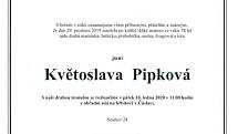 Smuteční parte: Květoslava Pipková.