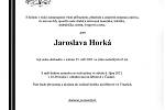 Smuteční oznámení: Jaroslava Horká.
