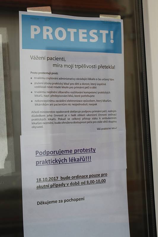Lékaři na Kutnohorsku zavřeli své ordinace.