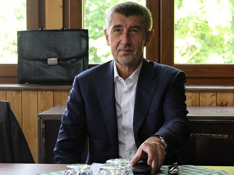 Exministr financí Andrej Babiš na setkání starostů ve Zbraslavicích na Kutnohorsku.