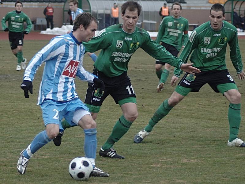 Z utkání druhé fotbalové ligy Sokolov - Čáslav (0:0).