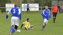 Utkání 7. kola okresního fotbalového přeboru: Zbraslavice - Sázava B 2:3.