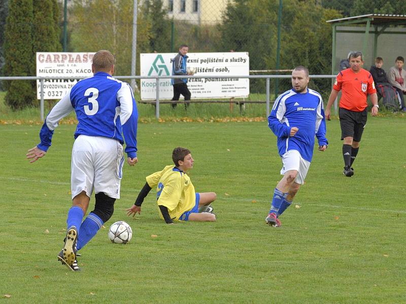 Utkání 7. kola okresního fotbalového přeboru: Zbraslavice - Sázava B 2:3.