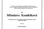 Smuteční parte: Miloslava Koudelková