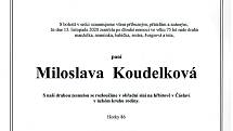 Smuteční parte: Miloslava Koudelková