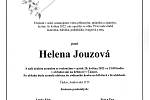Smuteční oznámení: Helena Jouzová.
