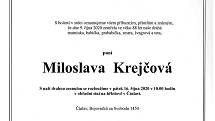 Smuteční parte: Miloslava Krejčová.