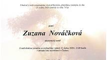 Smuteční parte: Zuzana Nováčková.