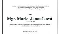 Smuteční parte: Mgr. Marie Janoušková.