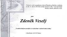 Smuteční oznámení: Zdeněk Veselý.