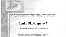 Smuteční oznámení: Lenka Skočdopolová.