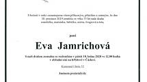 Smuteční parte: Eva Jamrichová.