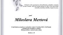 Smuteční oznámení: Miloslava Mertová.
