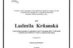 Smuteční oznámení: Ludmila Krňanská.