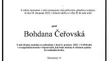 Smuteční oznámení: Bohdana Čeřovská.