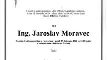 Smuteční oznámení: Ing. Jaroslav Moravec.
