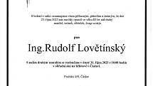 Smuteční oznámení: Ing. Rudolf Lovětinský.
