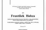 Smuteční oznámení: František Hobza.