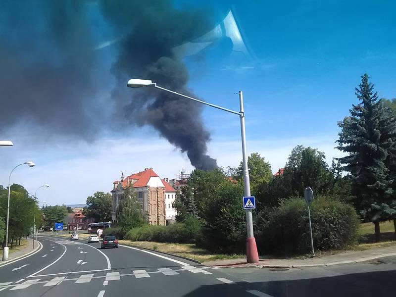 Požár na Karlově v Kutné Hoře.