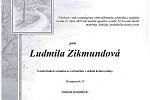 Smuteční oznámení: Ludmila Zikmundová.
