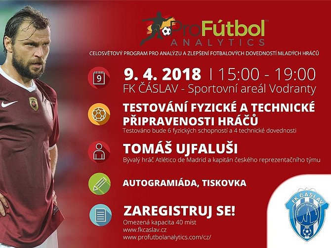 Pozvánka na testování fyzické a technické připravenosti hráčů v Čáslavi.