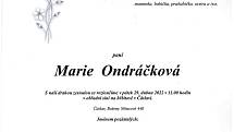 Smuteční oznámení: Marie Ondráčková